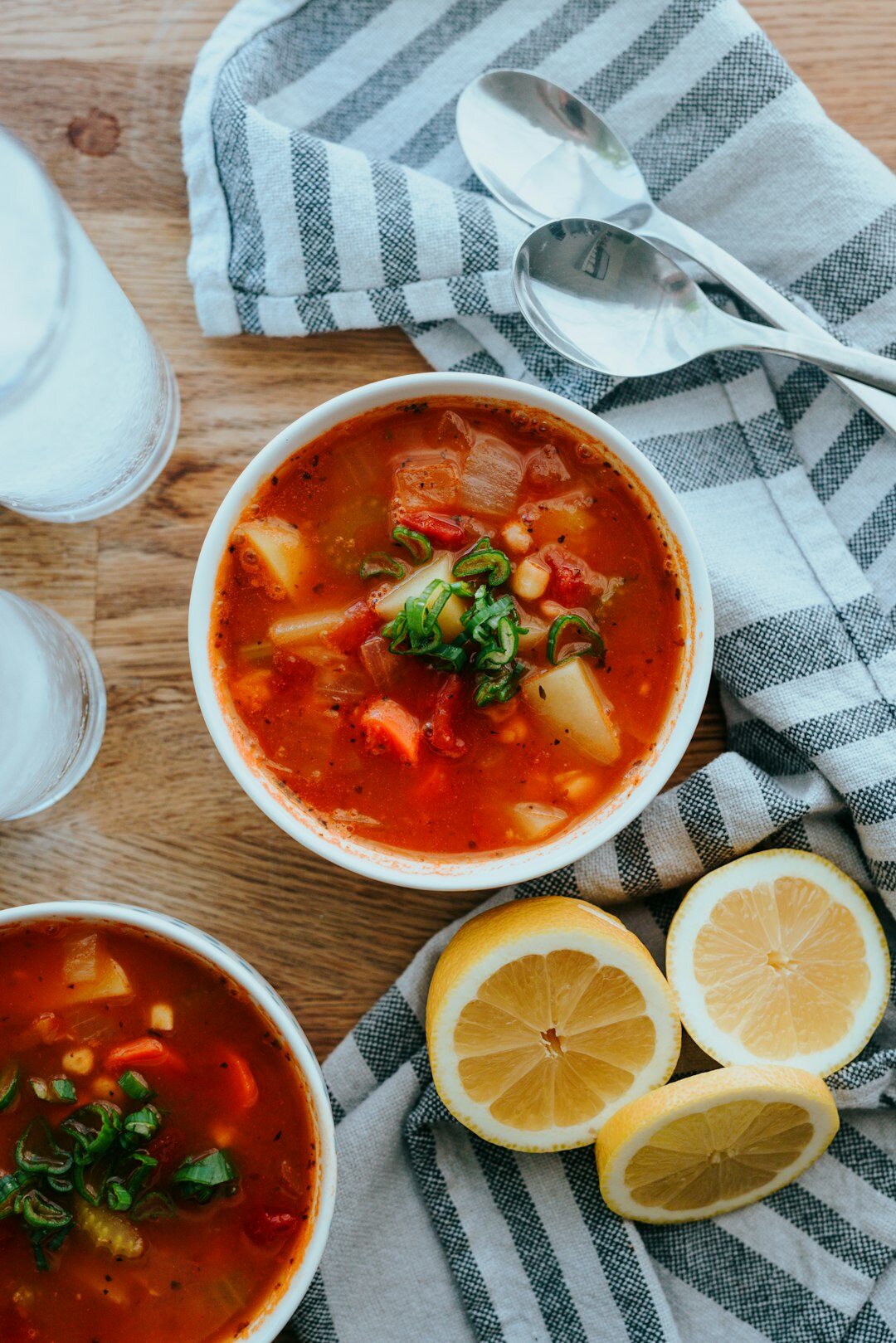 Bowl of creamy Czech potato soup kulajda with mushrooms